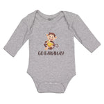 Long Sleeve Bodysuit Baby Go Bananas! An Happy Monkey Sitting and Eating Banana - Cute Rascals