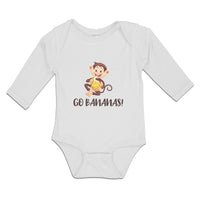 Long Sleeve Bodysuit Baby Go Bananas! An Happy Monkey Sitting and Eating Banana - Cute Rascals