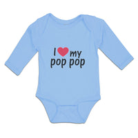 Long Sleeve Bodysuit Baby I Love My Pop Pop An Dad's Love with Red Heart Cotton