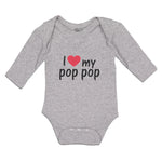 Long Sleeve Bodysuit Baby I Love My Pop Pop An Dad's Love with Red Heart Cotton