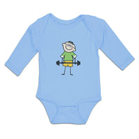 Long Sleeve Bodysuit Baby Funny Kid Weight Training with Smiling Cotton - Cute Rascals