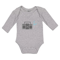 Long Sleeve Bodysuit Baby Tape Recorder Vintage Muical Clef Boy & Girl Clothes