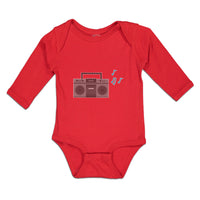 Long Sleeve Bodysuit Baby Tape Recorder Vintage Muical Clef Boy & Girl Clothes