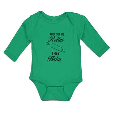 Long Sleeve Bodysuit Baby Me Rollin' Hatin' Dough Rolling Equipment Cotton