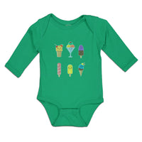 Long Sleeve Bodysuit Baby Frozen Icecream Flavor Sweet Menu Concept Cotton - Cute Rascals