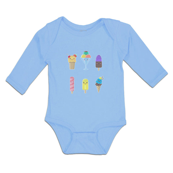 Long Sleeve Bodysuit Baby Frozen Icecream Flavor Sweet Menu Concept Cotton - Cute Rascals