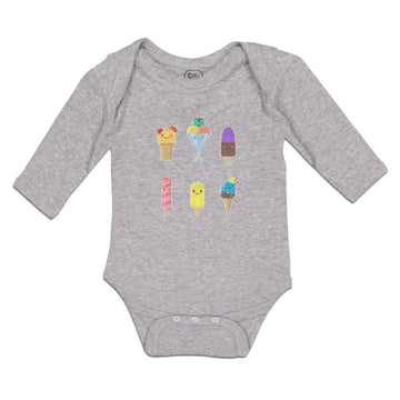 Long Sleeve Bodysuit Baby Frozen Icecream Flavor Sweet Menu Concept Cotton