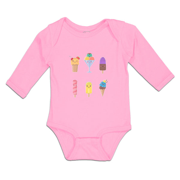 Long Sleeve Bodysuit Baby Frozen Icecream Flavor Sweet Menu Concept Cotton - Cute Rascals