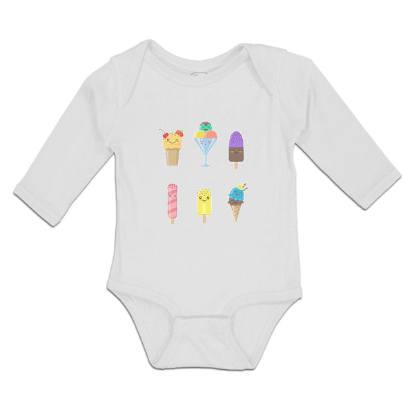 Long Sleeve Bodysuit Baby Frozen Icecream Flavor Sweet Menu Concept Cotton - Cute Rascals