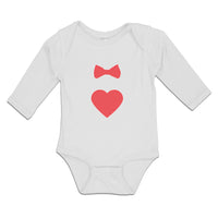 Long Sleeve Bodysuit Baby Red Bowtie and Heart Love Symbol Boy & Girl Clothes