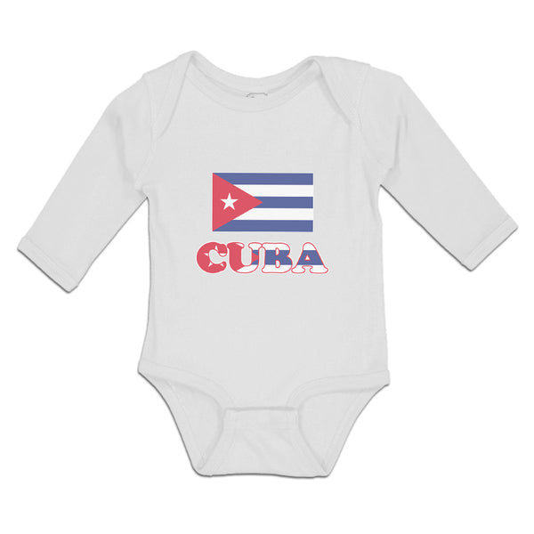 Long Sleeve Bodysuit Baby National Flag of Cuba Design Style 1 Cotton
