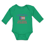 Long Sleeve Bodysuit Baby American Flag Puerto Rican Means I'M Awesome Cotton - Cute Rascals