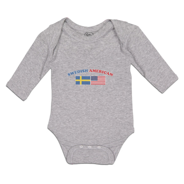 Long Sleeve Bodysuit Baby American National Flag of Swedish and United States - Cute Rascals