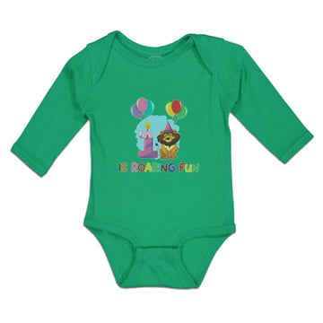 Long Sleeve Bodysuit Baby Celebration Roaring Fun Lion Balloons Cotton