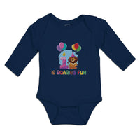 Long Sleeve Bodysuit Baby Celebration Roaring Fun Lion Balloons Cotton - Cute Rascals