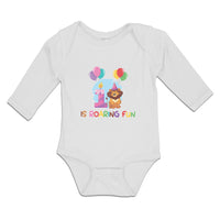 Long Sleeve Bodysuit Baby Celebration Roaring Fun Lion Balloons Cotton - Cute Rascals