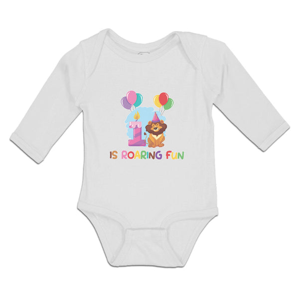 Long Sleeve Bodysuit Baby Celebration Roaring Fun Lion Balloons Cotton - Cute Rascals