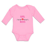 Long Sleeve Bodysuit Baby Girl Boss with Red Little Hearts Pattern Cotton - Cute Rascals