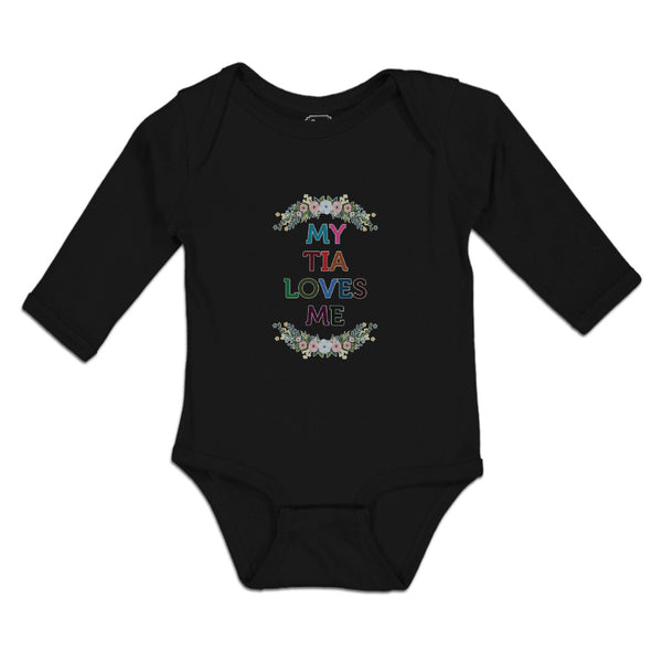 Long Sleeve Bodysuit Baby My Tia Loves Me with Flower Wreath Boy & Girl Clothes