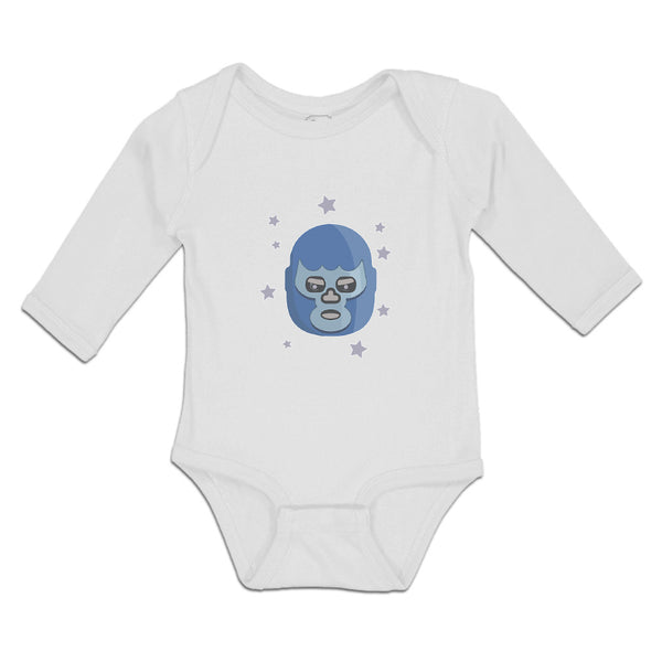 Long Sleeve Bodysuit Baby Mask on Face Funny Monster Face with Little Stars