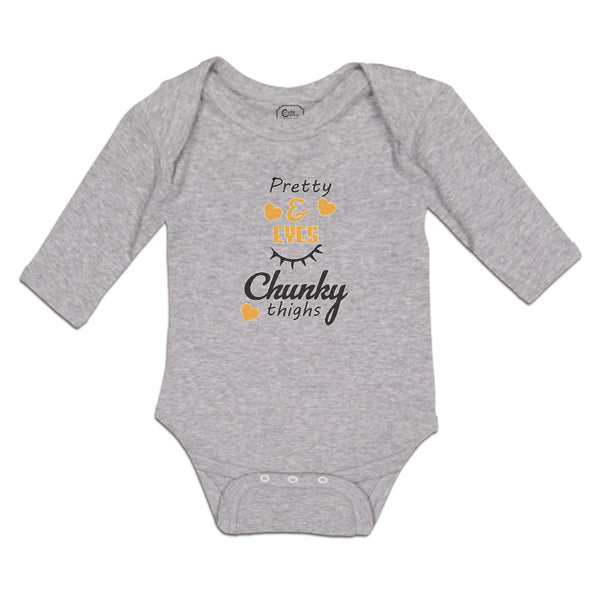 Long Sleeve Bodysuit Baby Pretty & Eyes Chunky Thighs with Yellow Heart Cotton