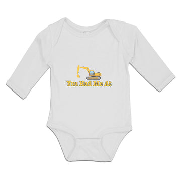 Long Sleeve Bodysuit Baby You Had Me at Construction Vehicle Crane Cotton