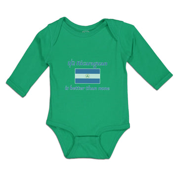 Long Sleeve Bodysuit Baby Nicaraguan Is Better than None National Flag Usa