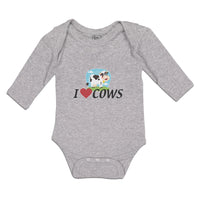 Long Sleeve Bodysuit Baby I Love Cows with Heart Domestic Animal Cotton