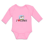 Long Sleeve Bodysuit Baby I Love Cows with Heart Domestic Animal Cotton