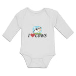 Long Sleeve Bodysuit Baby I Love Cows with Heart Domestic Animal Cotton