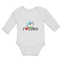 Long Sleeve Bodysuit Baby I Love Cows with Heart Domestic Animal Cotton