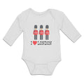 Long Sleeve Bodysuit Baby Security Guard with Guns and I Love London with Heart