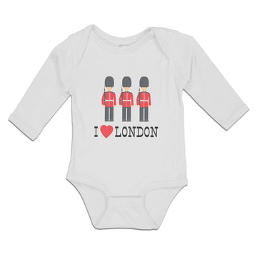 Long Sleeve Bodysuit Baby Security Guard with Guns and I Love London with Heart