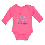 Long Sleeve Bodysuit Baby Love Mawmaw Elephants Towards Child Hearts Cotton