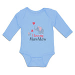 Long Sleeve Bodysuit Baby Love Mawmaw Elephants Towards Child Hearts Cotton