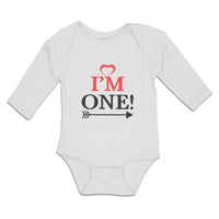 Long Sleeve Bodysuit Baby I'M 1 with Patter Arrow Boy & Girl Clothes Cotton