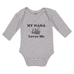Long Sleeve Bodysuit Baby Nana Loves Lazy Sloth Sitting Looking Bored Cotton