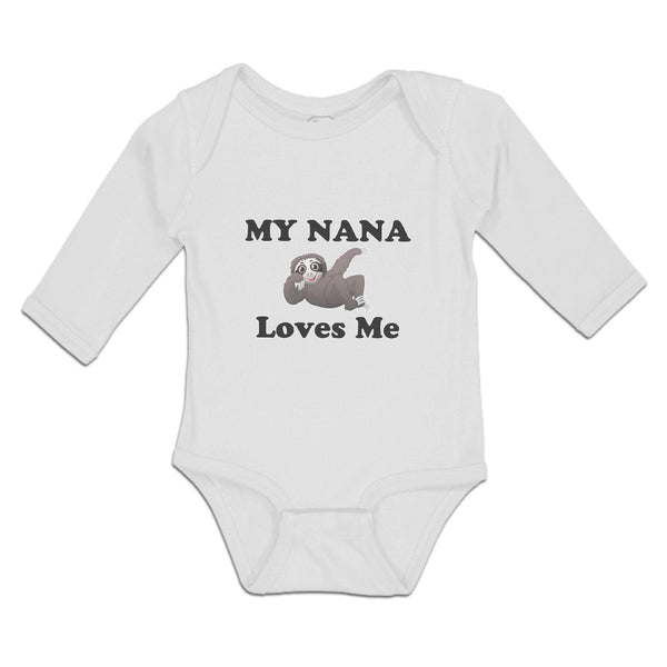 Long Sleeve Bodysuit Baby Nana Loves Lazy Sloth Sitting Looking Bored Cotton