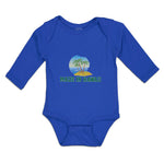 Long Sleeve Bodysuit Baby Made in Hawaii with Tropical Beach Background Cotton