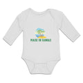 Long Sleeve Bodysuit Baby Made in Hawaii with Tropical Beach Background Cotton