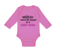 Long Sleeve Bodysuit Baby Watch Boys My Daddy Trooper Dad Father's Day Cotton