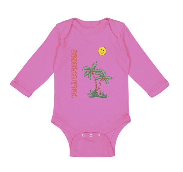 Long Sleeve Bodysuit Baby Palm Trees Sun Palm Springs Ocean Sea Life Cotton