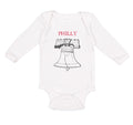 Long Sleeve Bodysuit Baby Liberty Bell with Red Text Philly Philadelphia Cotton