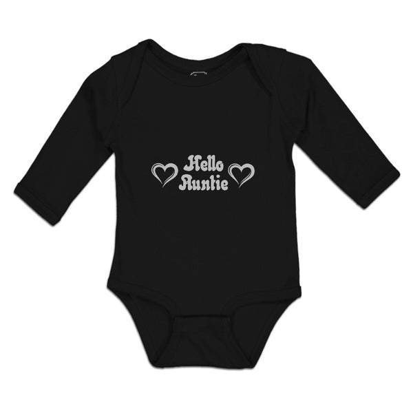 Long Sleeve Bodysuit Baby Hello Auntie with Outline Heart Boy & Girl Clothes - Cute Rascals
