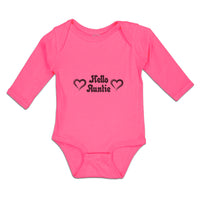 Long Sleeve Bodysuit Baby Hello Auntie with Outline Heart Boy & Girl Clothes - Cute Rascals