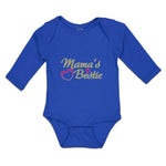 Long Sleeve Bodysuit Baby Mama's Bestie with Pink Heart Outline Cotton