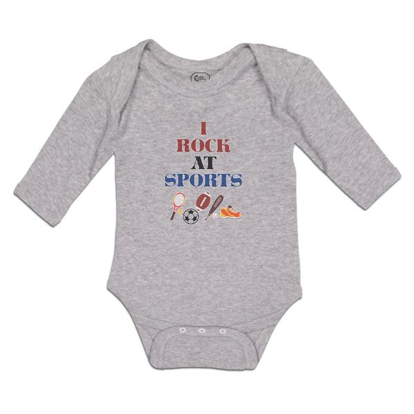 Long Sleeve Bodysuit Baby I Rock at Sports Boy & Girl Clothes Cotton