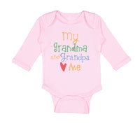 Long Sleeve Bodysuit Baby My Grandpa and Grandma Loves Me Grandparents Cotton