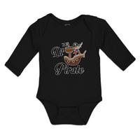 Long Sleeve Bodysuit Baby Wooden Ship and Pirate in Search of Treasure Chests