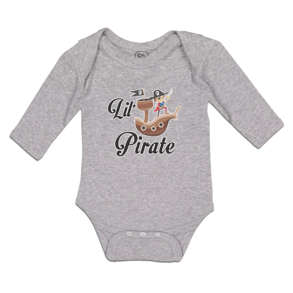 Long Sleeve Bodysuit Baby Wooden Ship and Pirate in Search of Treasure Chests